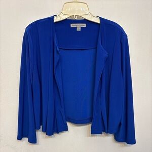 Danny & Nicole Royal Blue Crop Pleated Quarter Sleeve Jacket Womans Size Large
